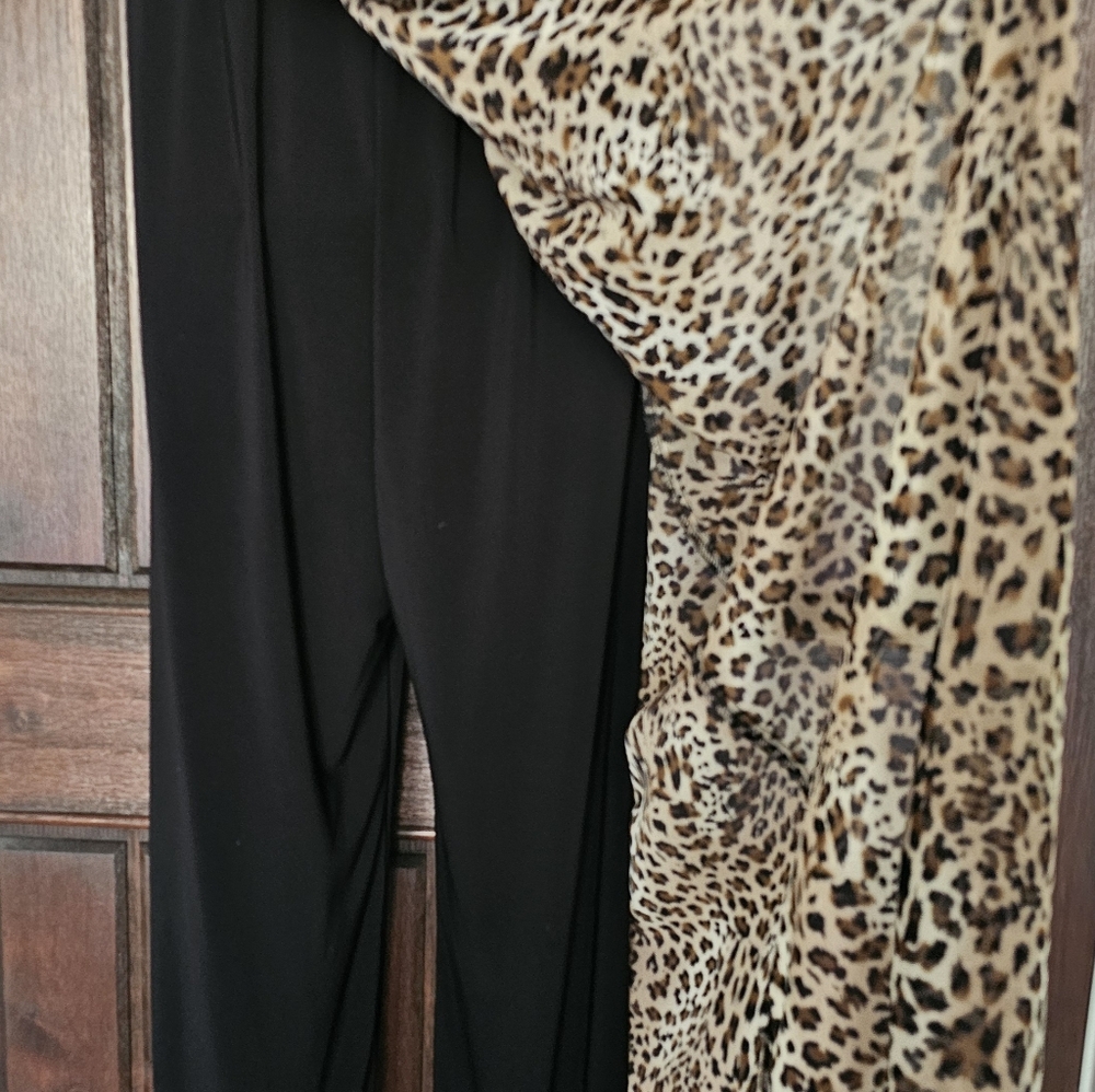 Last Tango Leopard Print Jumpsuit With Chiffon Ov… - image 5